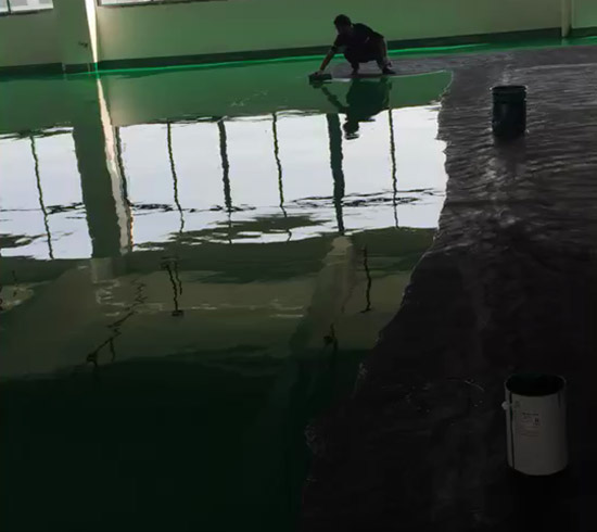 湖南邵阳讯源电子湖南分厂3000平艳绿防静电自流平